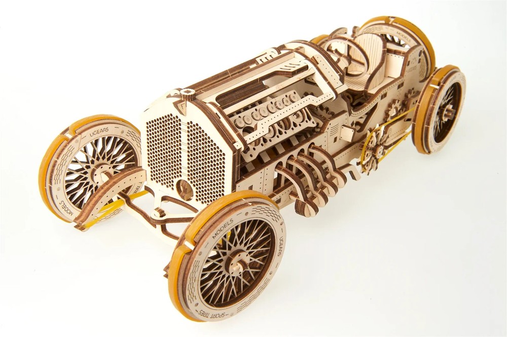 UGEARS U-9 Grand Prix Car – Wooden 3D Puzzle Model Kits for Adults and Teens