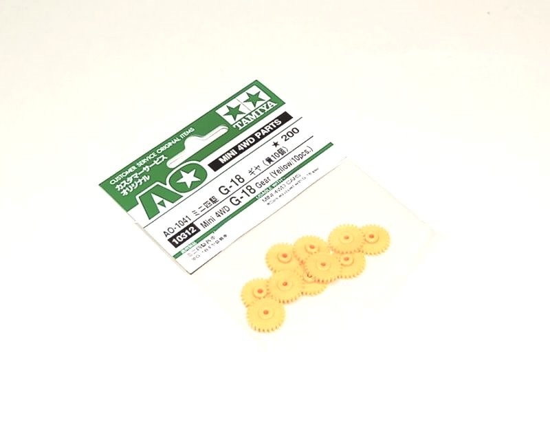 Tamiya Mini 4WD Model AO-1041 G-18 Gear (Yellow, 10pcs.) 10312
