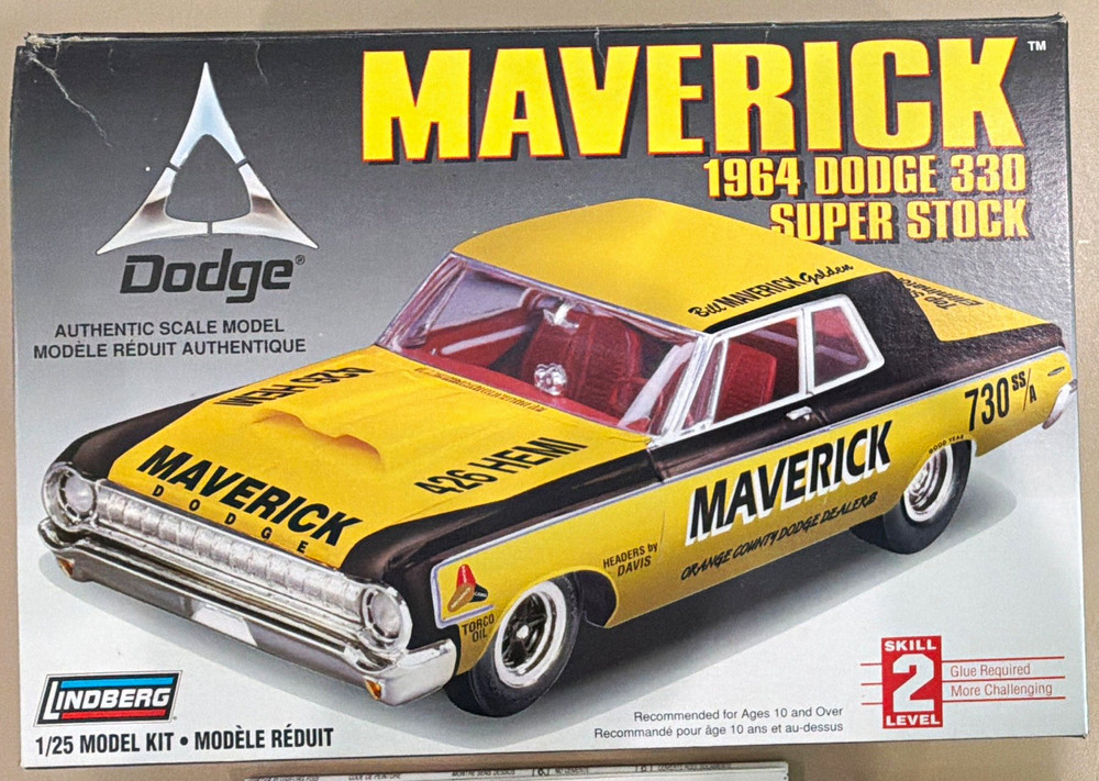 PIECES decals, glass, misc – Lindberg 1964 Dodge 330 Super Stock 1:25 Kit 72174