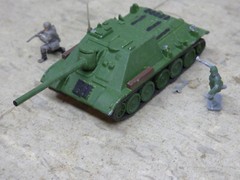 1/87 TOMY WWII Russian SU-100 Tank Destroyer & Airfix Soldiers Lot#644A