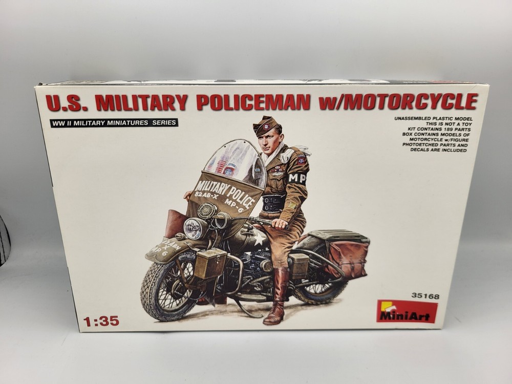 Miniart 35168 1/35 U.S. Military Policeman W/motorcycle