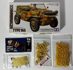 Lot: Tamiya #35224 1/35 Scale VW Schwimmwagen Type 166 + 2 Resin Detail Sets