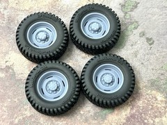 1/24 Scale: 18-Inch “8-Lug Off-road Steelies” Wheels W/ Mud Tires; Resin 1/25