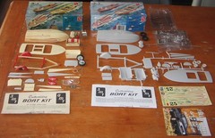 AMT Customizing Boat Kit Lot of 2 Vintage Built in Box & Unbuilt Blueprinter 60s
