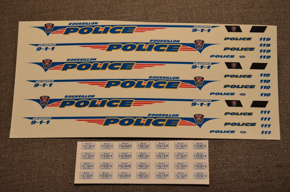 1/24, 1/25 Police Car decals (Bill Bozo – Roussillon, Canada