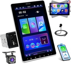 Roinvou Single Din Car Radio, 10.1 Inch Rotating Touch Screen Bluetooth Radio