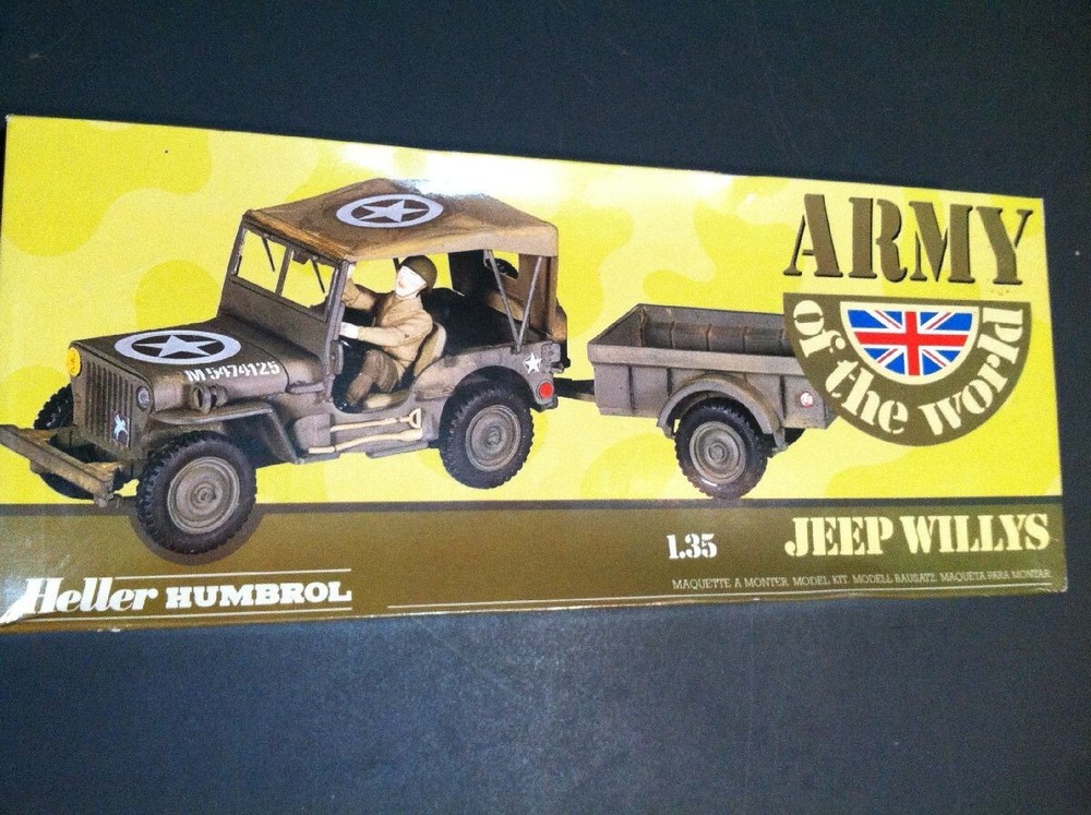 1/35 Heller Humbrol 81120 Patton Willys Jeep & Trailer 3rd Army The World Model