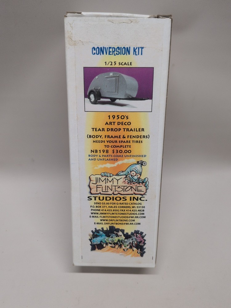 Jimmy Flintstone 1950’s Art Deco Tear Drop Trailer 1:25 Scale Resin Model Kit