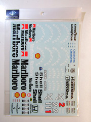 Decalpool 1/12 Scale McLaren MP4/6 Full Sponsor Decal Sheet DP009 for Tamiya kit