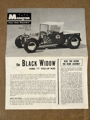 1950’s Monogram Black Widow Ford ‘T’ Pick-Up Rod Model Kit Instructions PC60