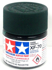 Tamiya 81770 XF-70 Dark Green 2 1/3 oz Acrylic “Mini” Paint Bottle