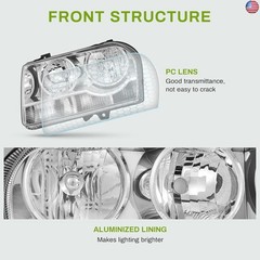 AUTOSAVER88 Headlights Assembly Set Compatible with 2005 2006 2007 2008 2009