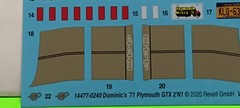 71 1971 GTX Plymouth 440 1/24 Decal Sheet Dash Cluster Emblems Revell