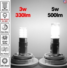 12 Volt BA15S Led Bulbs,1156 1141 6000k Daylight White,DC Bayonet Single