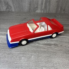 VINTAGE 1980’S FORD MUSTANG T-TOP LARGE RED PLASTIC 10″ TOY CAR BY GAY TOYS