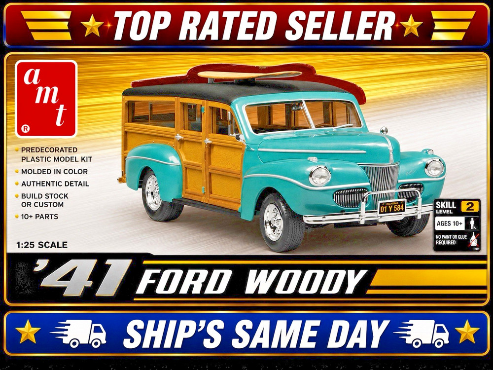 AMT Custom Shop ’41 Ford Woody 1:25 Scale Model Kit #30248 Predecorated Sealed