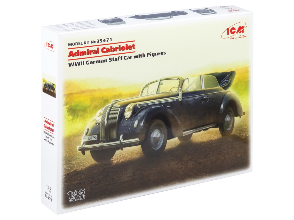 ICM 35471 – Admiral Cabriolet, WWII German Staff Car with Figures – Model Kit