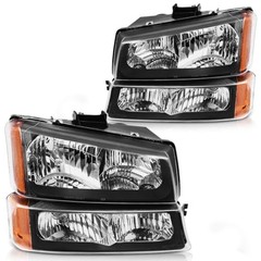 Headlight Assembly Compatible with Black Housing Amber Reflector Clear Lens