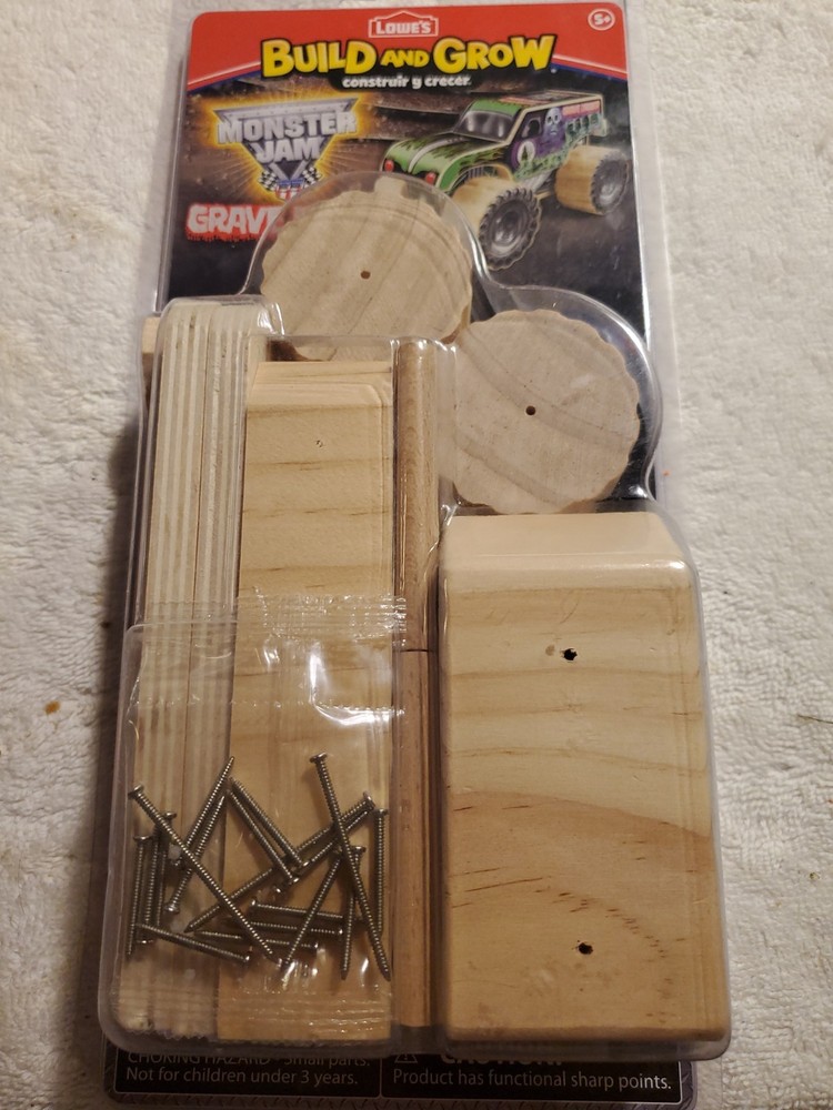 Grave Digger Monster Jam Wooden Truck Kit Lowes Build & Grow 2014 New Old Stock