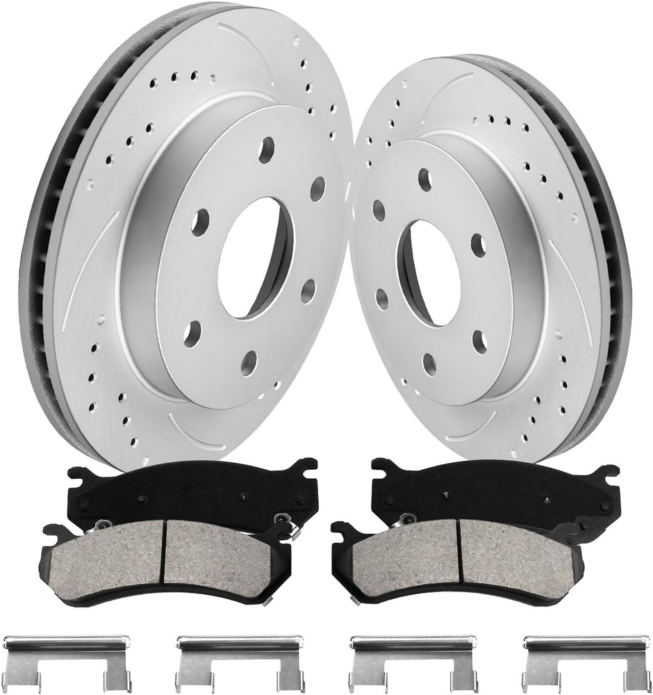 G-Coated Front Vented Brake Pads and Rotors Kit Compatible with 1999-2006 Chevy