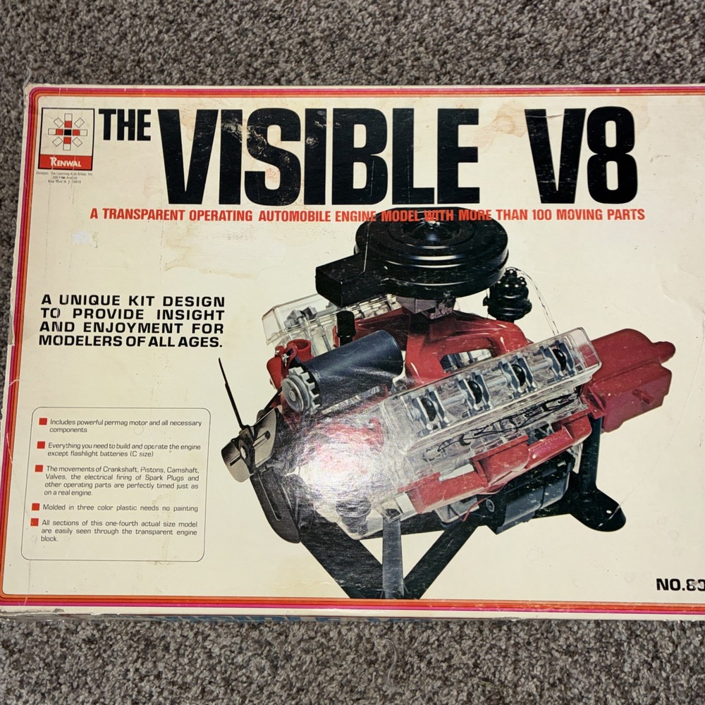 60’s Renewal NO. 802 The Visible V8 Engine ASSEMBLY Kit -IN ORIGINAL BOX -AS IS
