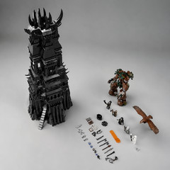 Dark Fantasy Tower Building Set, Gothic Castle Model, Black Fortress Display,