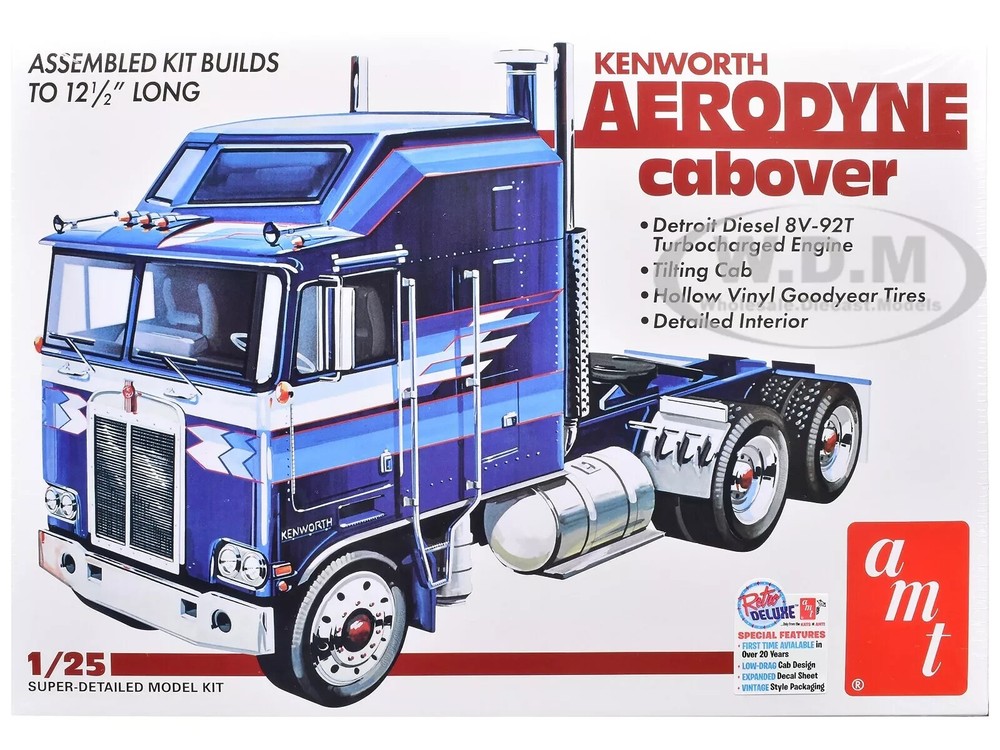 SKILL 3 MODEL KIT KENWORTH AERODYNE CABOVER TRUCK 1/25 SCALE BY AMT AMT1463