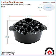 Traditional Lattice Top Steamer, 6.5 In. Tall, Black