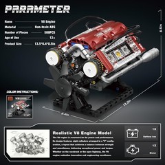 Motorized V8 Engine Building Blocks Kit – Realistic 588-Piece Model for Enthu…