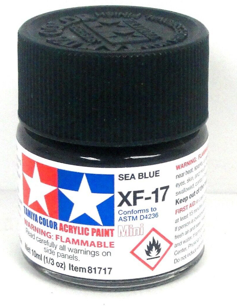 Tamiya 81717 XF-17 Flat Sea Blue 1/3 oz Acrylic “Mini” Paint Bottle