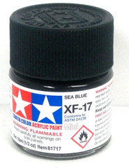 Tamiya 81717 XF-17 Flat Sea Blue 1/3 oz Acrylic “Mini” Paint Bottle