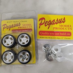 Pegasus Model 1/24 1/25 Scale Chrome Wheels Tires Brakes Slim 20s Lot Of 7 Packs