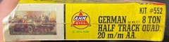 AHM German 8 Ton Half Track Quad. 20 m/m AA 552 1/72 FS NEW Model Kit
