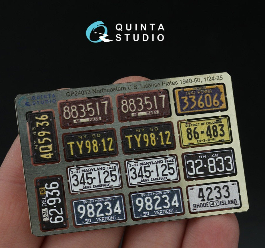Quinta Studio 1/24 1/25 Metal License Plates NY DE MA MD VT PA DC NH RI 40s-50s