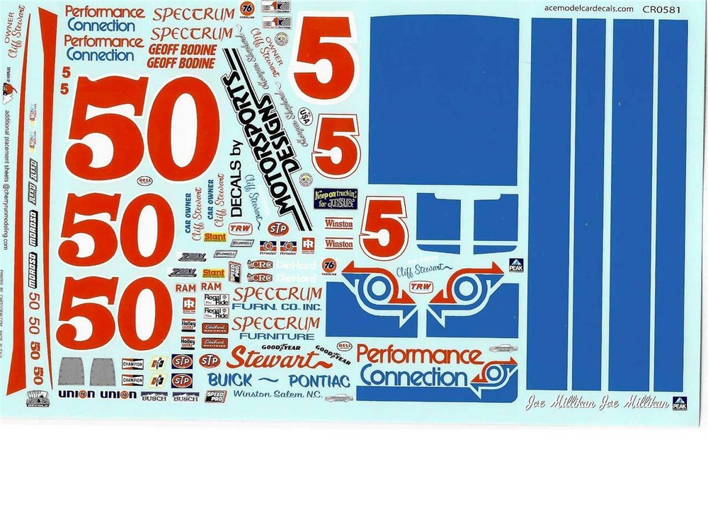 Ace #5/#50 Performance Connection 1981-82 Geoff Bodine/Morgan Shepherd decal