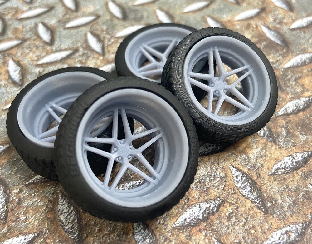 Resin 21/20 Inch “5 Star” Model car Wheels and Tires 1/24 1/25 scale
