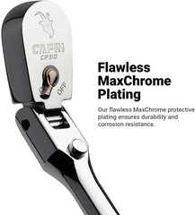 3/8 in. Drive Fine 90-Tooth Locking Flex-Head Ratchet, Extra Long Chrome Handle