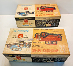 2 Vintage AMT Ford V8 3 in 1 Model Boxes with Massive Vintage Parts Lot