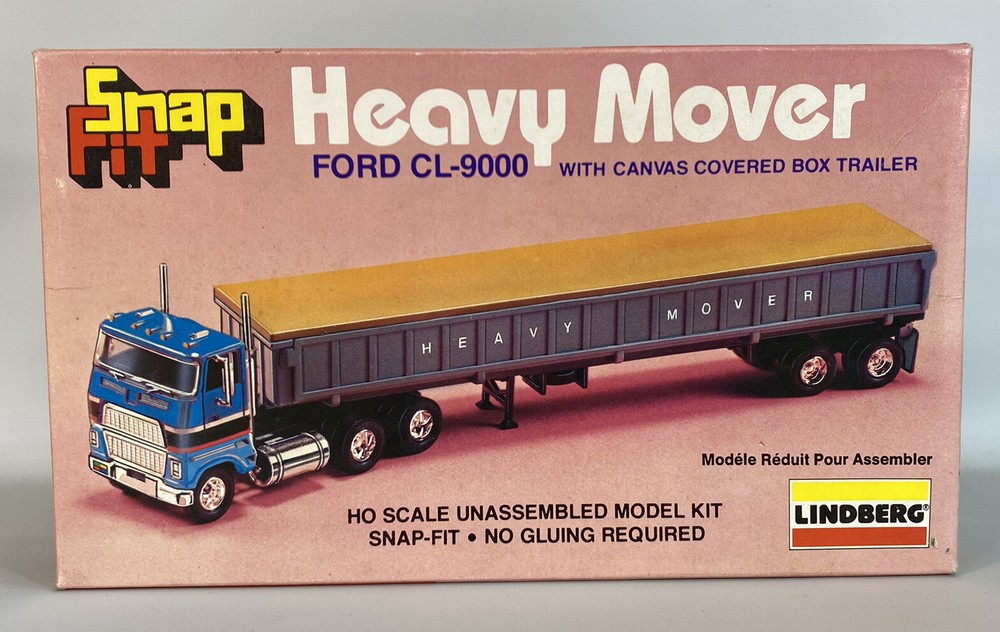 Vintage HO Lindberg Snapfit Ford CL-9000 Heavy Mover 1052 Canvas Covered Trailer