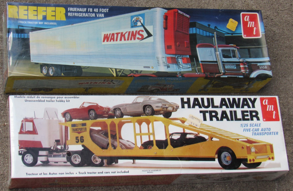 2 VTG AMT 1/25 Model Reefer Fruehauf Haulaway Semi-Trailer # T507 T523 NOS LOT