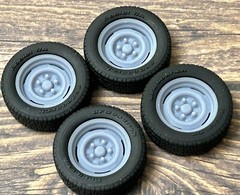 1/24 Scale: 17-inch “OEM Steel” Wheels/tires for Model Car.Resin; 1/25