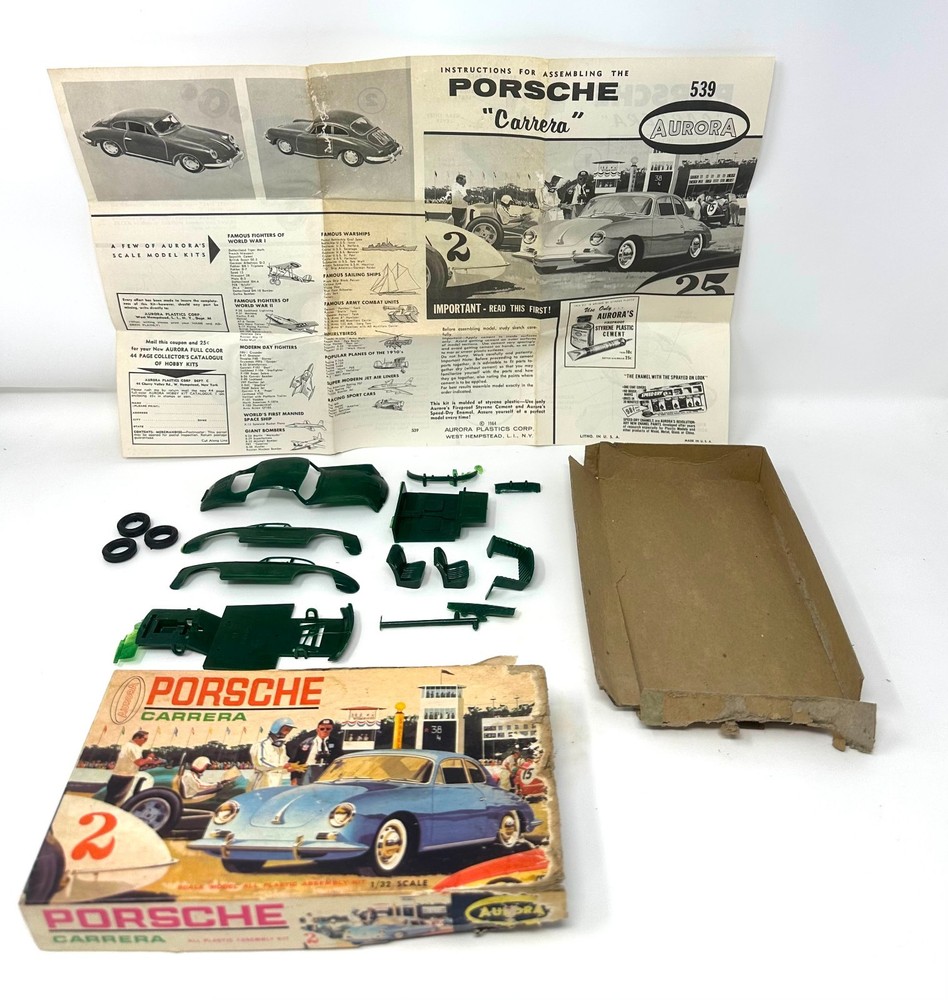 Vintage Aurora Porsche Carrera 1/32 Model Kit No. 539-50 INCOMPLETE Parts Only 1