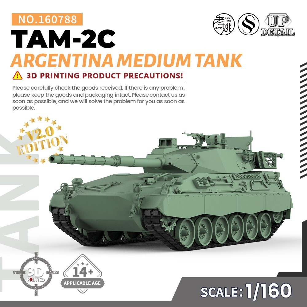 SS160788 1/160 N SCALE Railway Military Model Kit Argentina TAM-2C Medium Tank