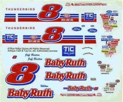 Blue Ridge #8 Baby Ruth Thunderbird-Jeff Burton Nascar decal