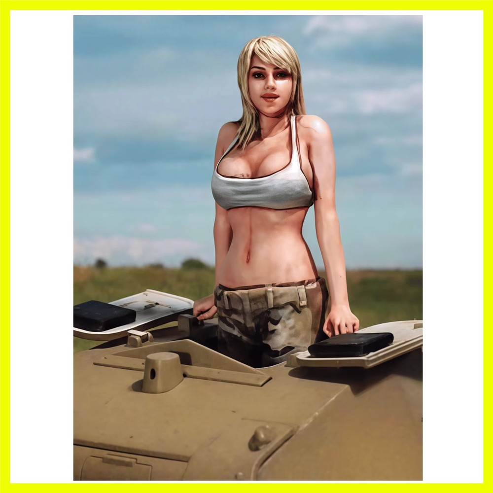 1/35 Casting Resin Model Assembly Kit, GK， Resin Tank Female Soldier, Unpainted