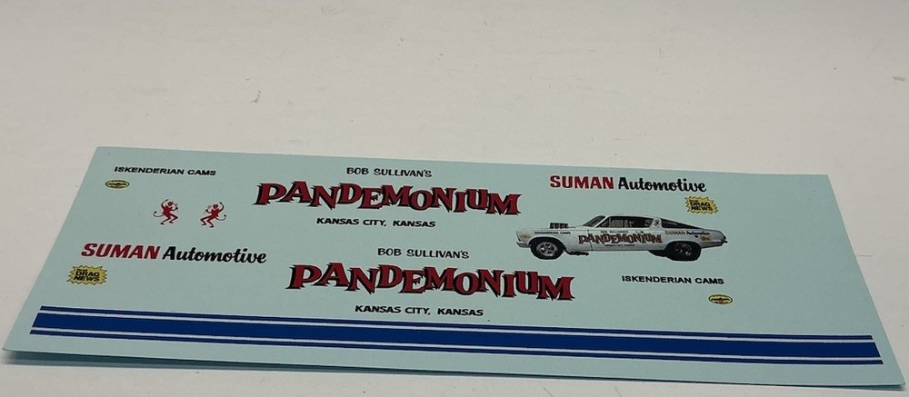 Unbranded Decals 1:24-1:25 Scale Pandemonium Plymouth Barracuda New