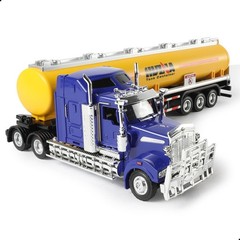 1/50 Scale Long-Nose Tanker Semi Truck with Fuel Tank Trailer Die-Cast Alloy Mod