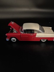 1955 CHEVY BEL-AIR 1:43 SCALE DIECAST PULLBACK CAR RED WHITE SS5720