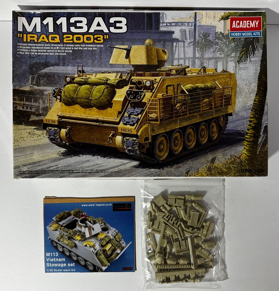 Lot: Academy #13211 1/35 Scale M113A3 APC “Iraq 2003” + Legend Resin Detail Set