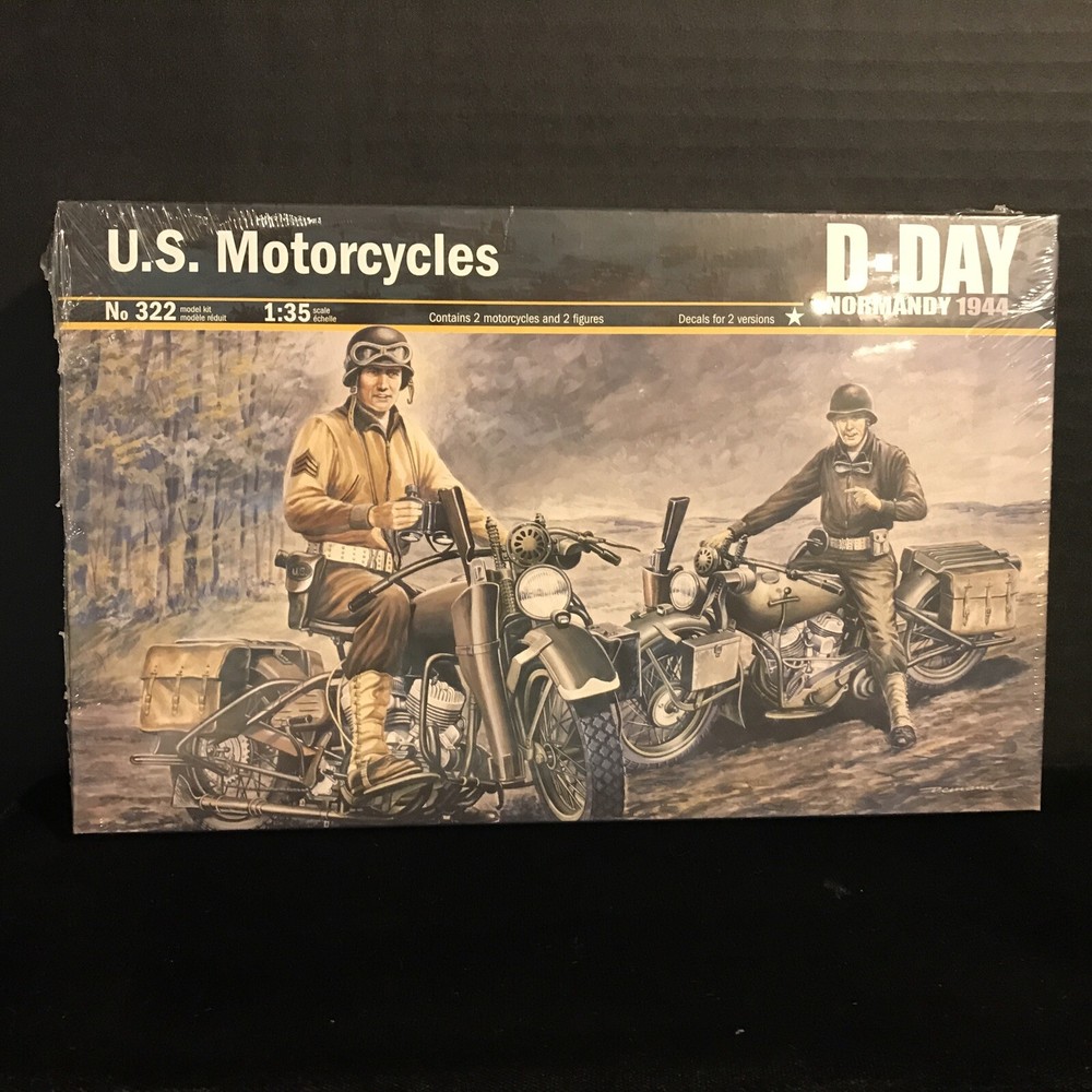 ITALERI 322 U.S. MOTORCYCLES D-DAY NORMANDY 1944 MODEL KIT-NIB-1:35 SCALE